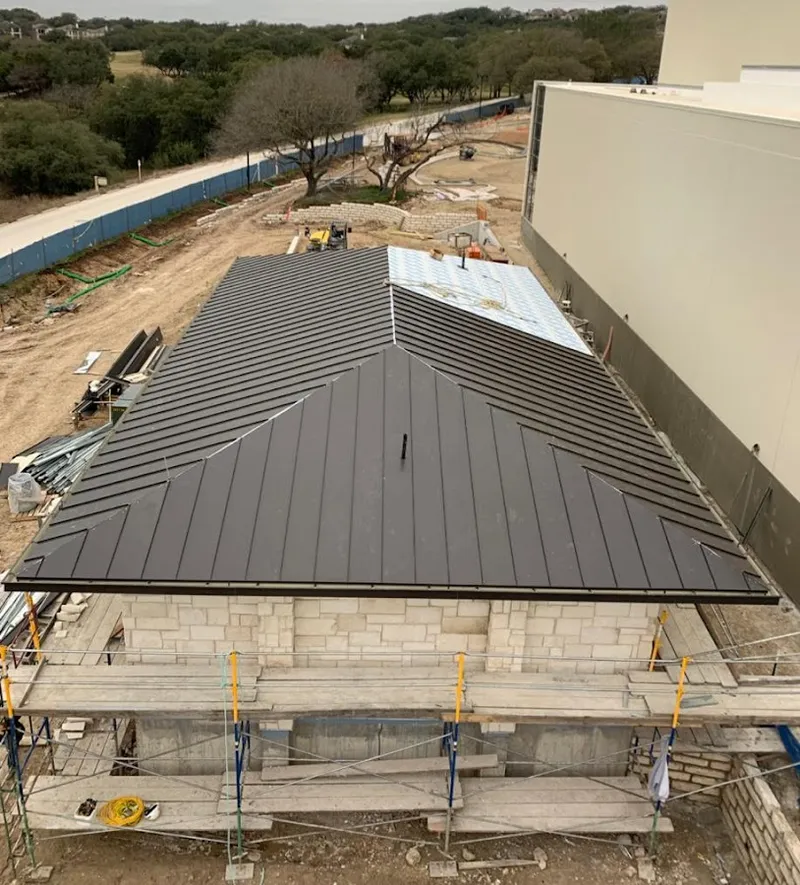 Metal roof new construction with scaffolding in Spanish Springs